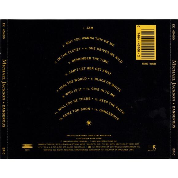 Michael Jackson Dangerous 1991 CD Album VG+ - Picture 2 of 5